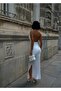 Slit Detailed Degaje Halter Neck Midi Evening Dress - 4