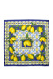 Navy Blue Lemon Patterned Mediterranean Style Silky Scarf - 2