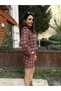 Red Plaid Patterned Tweed Mini Skirt Look Shorts Skirt and Shoulder Pad Piece Jacket Set - 6