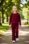Girl's Comfortable Stretchy Ribbed Detailed Long Sleeve Top and Leggings Set Quality Stylish Comfortable