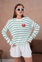 Oversized Striped Teddy Bear Detailed Crew Neck Sweater Aw25Kz0070 - 4