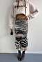 Zebra Pattern Verev Viscose Satin Fabric Midi Length Skirt - 5