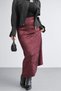 Leopard Pattern Satin Fabric Long Skirt - Burgundy (Suitable for Hijab) - 3
