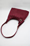 Women's Burgundy Large Size Suede Hand and Shoulder Bag with Adjustable Shoulder Strap - 5