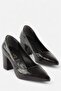 Prestige - Black Crocodile Pattern Block Heeled Shoes