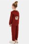 Girls' Hooded Cotton Tracksuit with Embroidery on the Back and Zipper
