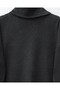 Turtleneck Slit Ribbed Knit Tunic -Anthracite - 5