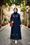فستان جينز نسائي مغسول ومطرز بأزرار كاملة بطول الفستان - 2