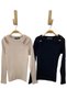 Girl's Shoulder Detailed Ribbed Knit Long Sleeve Bodysuit 3968 Stone Color - 3