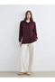 Lcwaikiki Basic Plum Mock Neck Women's Sweatshirt Tunic