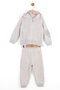 Girl Child 1-4 Years Old Floral Printed Zippered Tracksuit Set Cream
