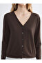Lcwaikiki basic brown v-neck women's cardigan - 2
