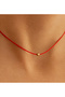 Adjustable Gold Dorika Red String Necklace Choker and Bracelet Set - 5