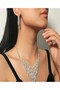 Silver Color Exquisite Royal Style Row Zircon Stone Dangle Tassel Jewelry Set - 4