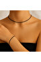 Adjustable Black Rope Necklace Choker and Bracelet Set - 2