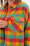 Women's Patterned Color-Block Flannel Oversized Loose and Wide-Fit Casual Pocketed Collared Shirt Jacket - 2
