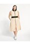 Women's Mock Neck Front Zipper Slit Spring Summer Elastic Waist Stylish Jacket Dress - 5