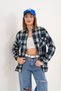 Women's Patterned Color-Block Flannel Oversized Loose and Wide-Fit Casual Pocketed Collared Shirt Jacket - 2