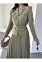 Women's Pleated Mini Skirt & Belted Blazer Jacket Set - Trendy Combination - 8