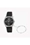 Women's Black Leather Watch, Black Dial | Es1l003m0015