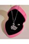 Stainless Steel Steel Pink Zircon Stone Swan Necklace - 2