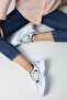 White Mesh Women's Sneakers – Navy Detailed, Stylish and Comfortable Sneakers Model - 7
