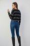 Women's Winter Knitwear Sweater Black Gray Thick Striped Crop - 3
