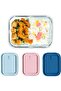 ABKPOINT Glass Food Storage Containers with Airtight Blue Lids - 3-Piece (400ml, 600ml, 1000ml)