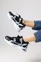 Black Mesh Women's Sports Shoes – Stylish and Comfortable Sneaker Model with White Detailing - 6