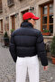 Cross-Stitched Winter Coat with Rubber Detail Crop (Calemore) - 3