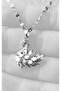 Stainless Steel Silver Swan Necklace with White Zircon Stone - 2