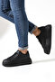 Women's Black Thick Sole Sports Shoes |   Stylish and Comfortable Sneaker Model Suitable for Daily Use