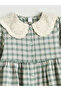 Lcw Kids Green Peter Pan collar Plaid Pattern Flannel Girls' Dress - 2