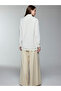 Women's Collar Detailed Ecru/Gold Buttoned Cardigan Hr-0032 - 5