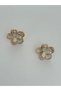 White Flower Enamel Gold Vip Steel Earrings - 2