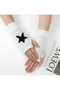White Color,Star Knit Half Finger Wool Gloves (Pair) - 2