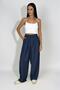 Women's Woven Modal Elastic Waist Wide Leg Pants with Pockets and Drawstring P Palazzo Pants Navy Blue