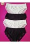 Lacy and Piped Detail 4-Piece Black and White Color Modal Women's Bikini Panties - 5