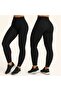Black Ribbed High Waist Lycra Fleece Leggings with Internal Ribbing - 7