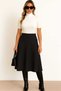 Below-the-knee black Brioche Knit women's flared midi skirt, high-waisted, shaping, loose A-line skirt
