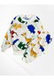 Boy's Cotton White Color Safari Patterned Fleece-Lined Long Sleeve Winter Pajamas Set - 2