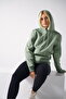 Kadın Yeşil Kapüşonlu Sweatshirt - 4