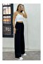 Two Thread Quality Fabric Black Women's Pants with Lace-Up Waist and Elastic - 3