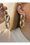 Gold Oval Chain Dangle Earrings – Shiny and Elegant Women's Jewelry |   Special Boxed - 4