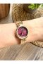 Vintage Round Gold Inside Burgundy Women's Wristwatch - 5