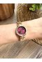 Vintage Round Gold Inside Burgundy Women's Wristwatch