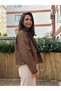 Brown Paneled Velvet Collared Jacket - 8