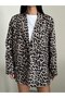 Oversize Leopard Printed Blazer Jacket with Two Buttons, Tok Fabric - 3