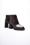 Women's Leather Boots Crocodile Thick Heeled Zippered Brown Orvella - 2