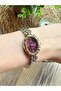 Vintage Gold-Silver Inside Burgundy Women's Wristwatch - 6